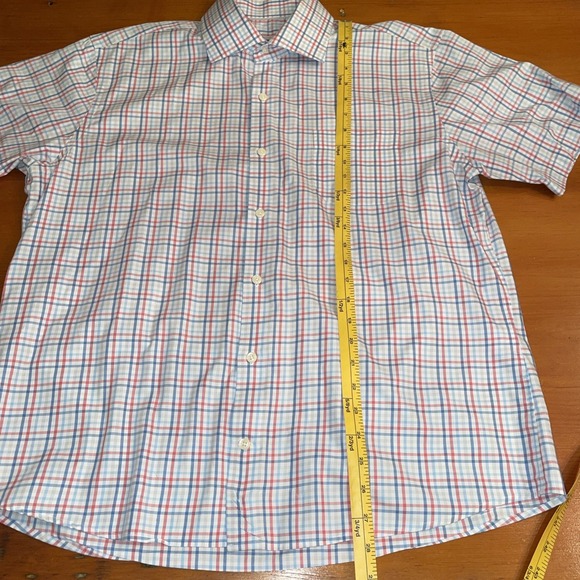 Peter Millar Mens Plaid Short Sleeve Button Down Shirt Size Large 100% Cotton - Picture 8 of 9